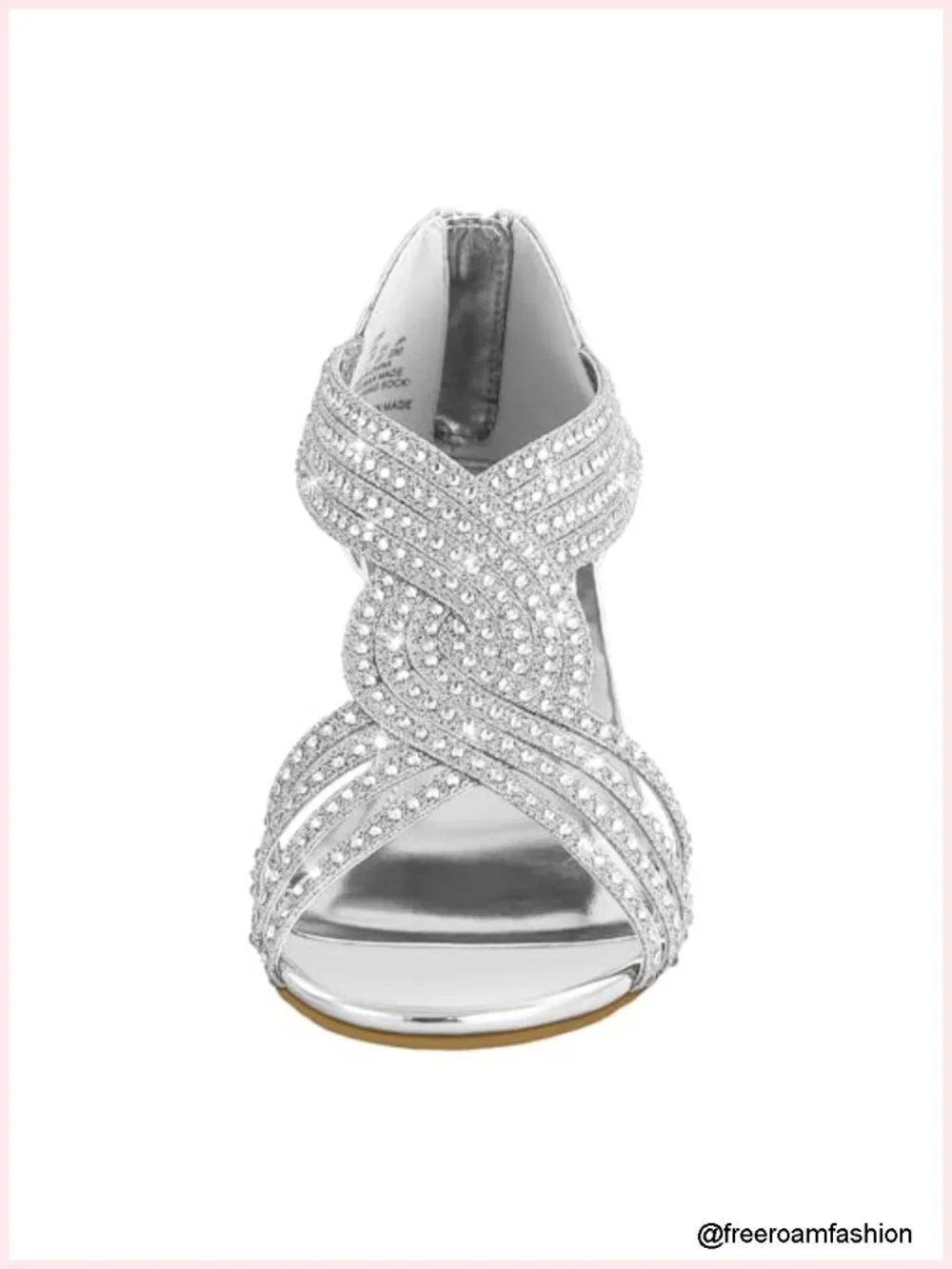 Sparkly Rhinestone Low Wedge Sandals Rhinestone Open Toe Dress Shoes